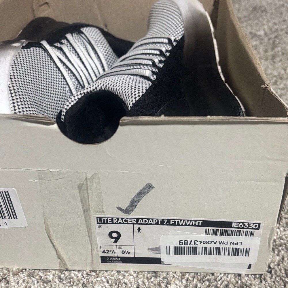Adidas Lite Racer Adapt 7 Black and White Shoes